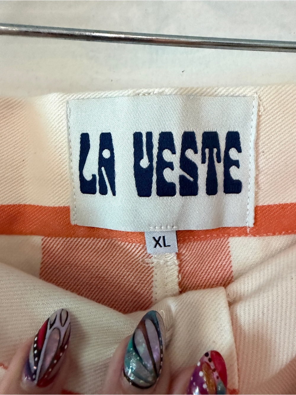 La Veste Parasol Pants Orange & Cream Striped Wide-Leg Pants, XL - Picture 6 of 6